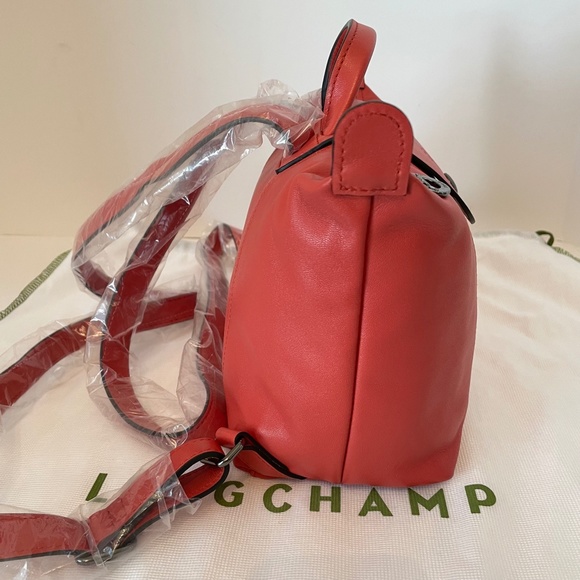 Longchamp Le Pliage Cuir Leather Backpack Terracotta - Picture 5 of 15